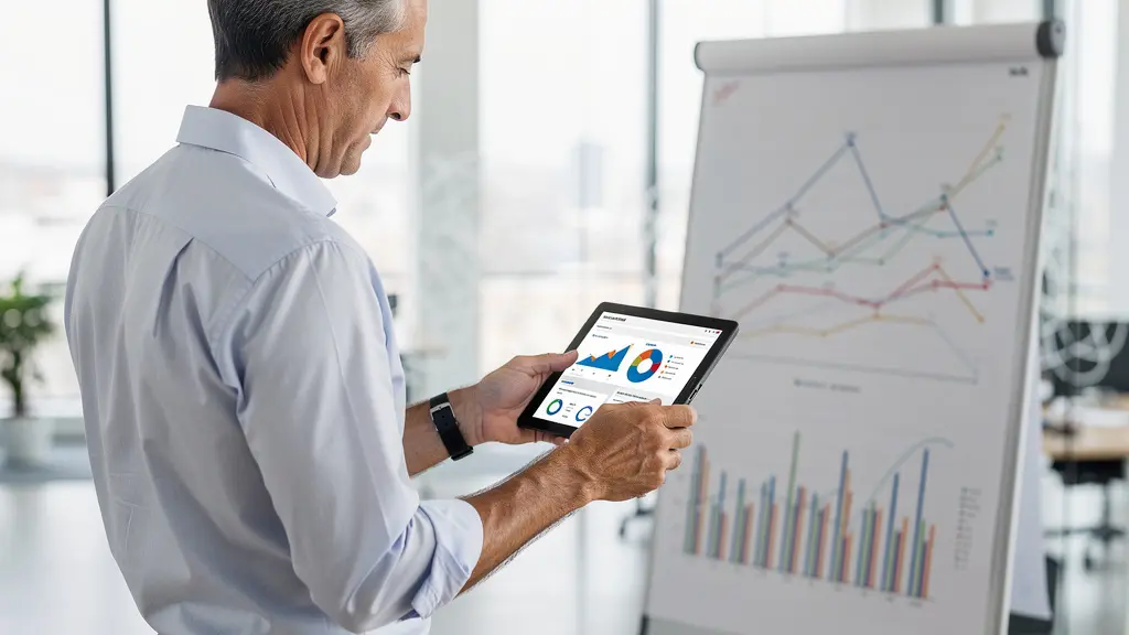 Syndic professionnel consultant des données énergétiques sur tablette pour comparer les offres gaz